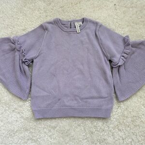 Janie and Jack Lavender Ruffle Sleeve Sweater